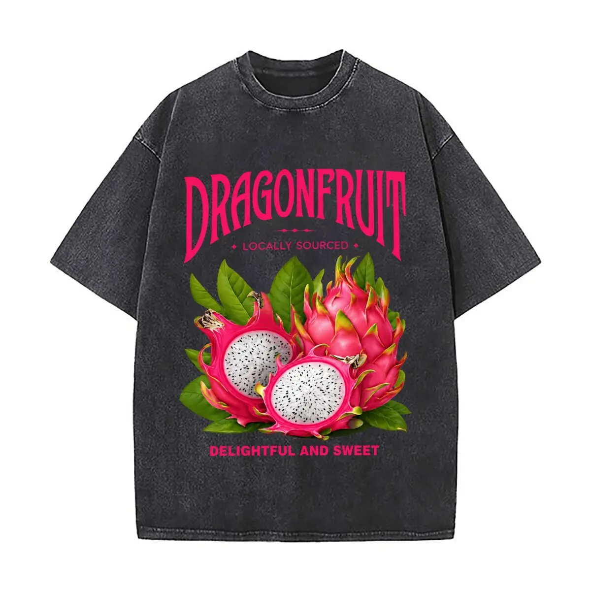 Dragon Fruit Locally Sourced Delightful And Sweet Washed Vintage Short Sleeve Loose Streetwear Tee