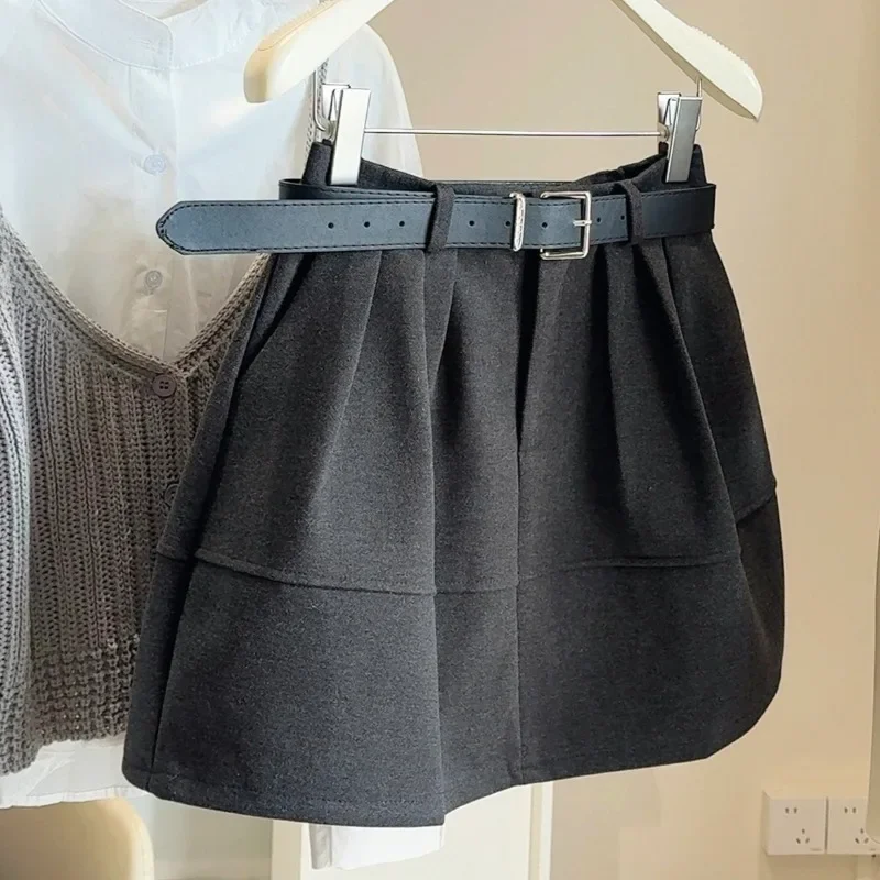 

Sweet Woolen Bud Skirts Women Solid High Waist Elegant Mini Skirt Korean Fashion Autumn Winter Retro Faldas Mujer