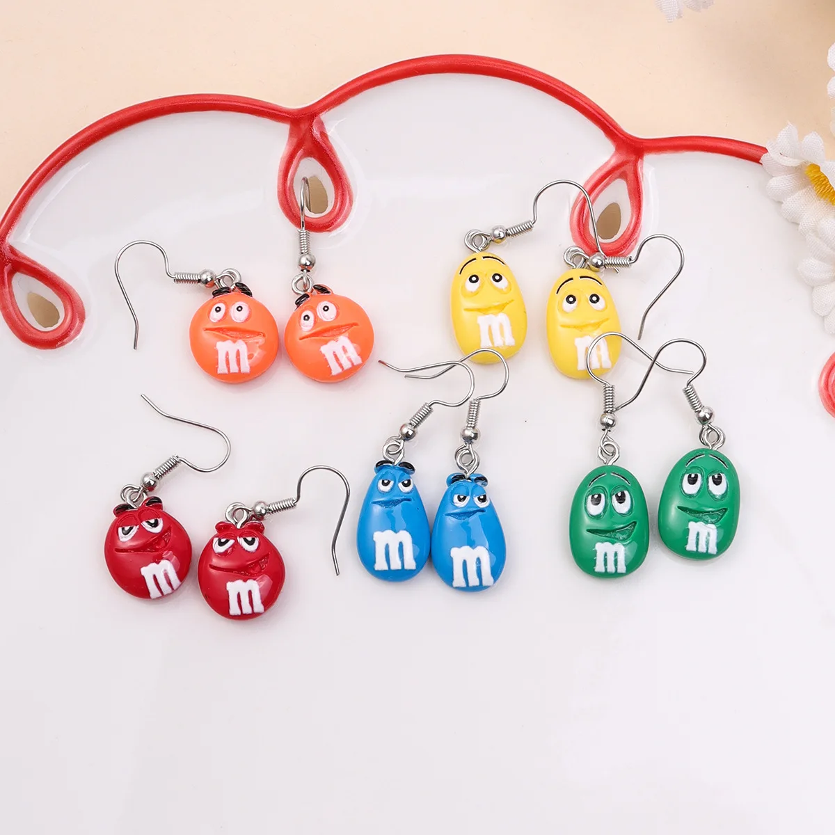 Kawaii Chocolate Bean Candy Face Resin Earrings For Women Charms Pendants for DIY Earrings Handmade Dangle Jewelry Wholesale