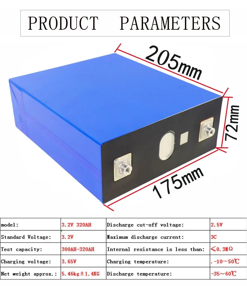 New 8000 cycles 3.2V 320ah A-class LiFePo4 battery DIY 12V 24V 48V RV ship solar lithium iron phosphate battery EU/US duty-free