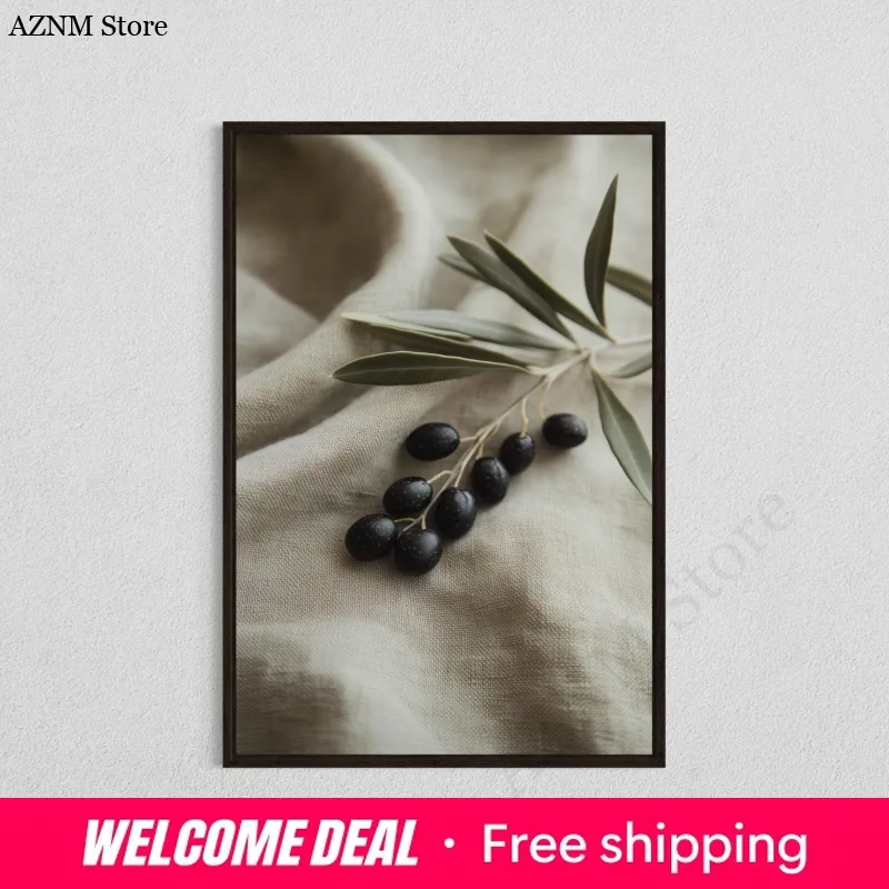 Minimalist Nature Botanical Olive Tree Pottery Poster Mediterranean Still Life Canvas Painting Wall Art Rustic Room Home Deco