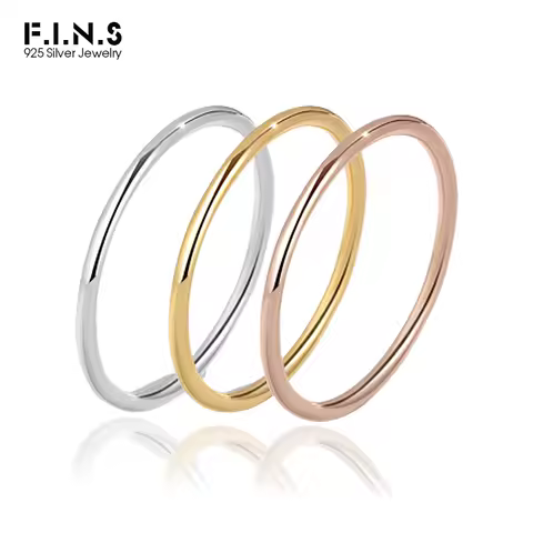F.I.N.S 925 Sterling Silver Thin Ring Minimalist Smooth Lines Rose Gold Ladies Stackable Engagement Finger Fine Jewelry JT1200