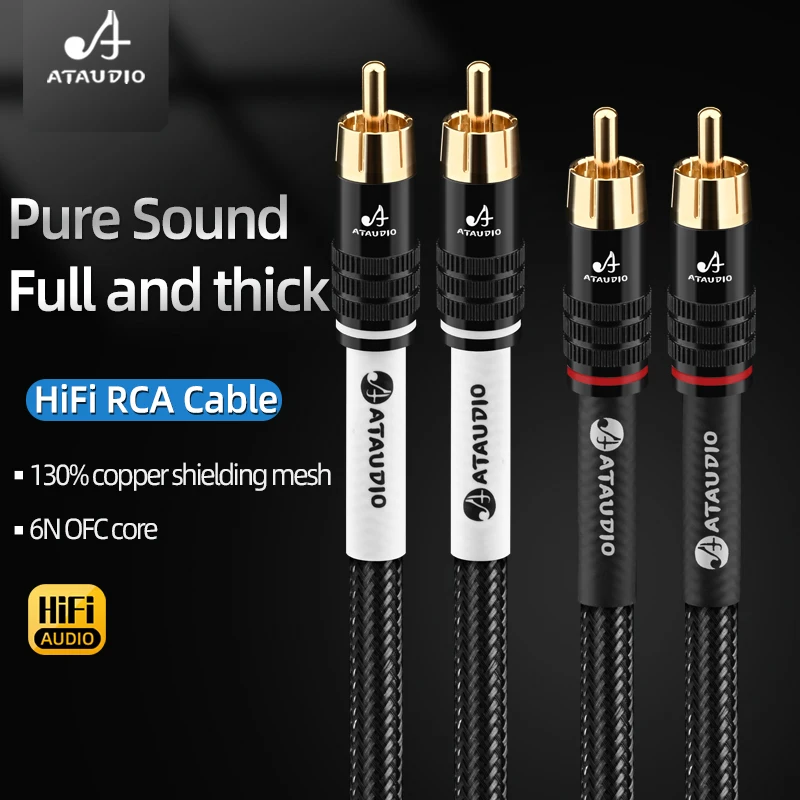 One Pair HiFi RCA Cable High Quality 6N OFC Core 2RCA Male to 2RCA Male Audio Cable for Amplifier CD Player