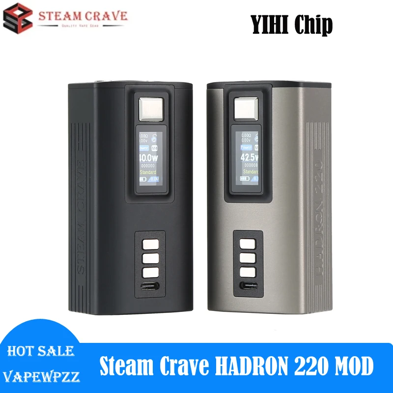 

Original Steam Crave Hadron 220 Mod 220w Vape Mod YIHI Chip Box Mod Powered By Dual 21700 or Dual 18650 Battery