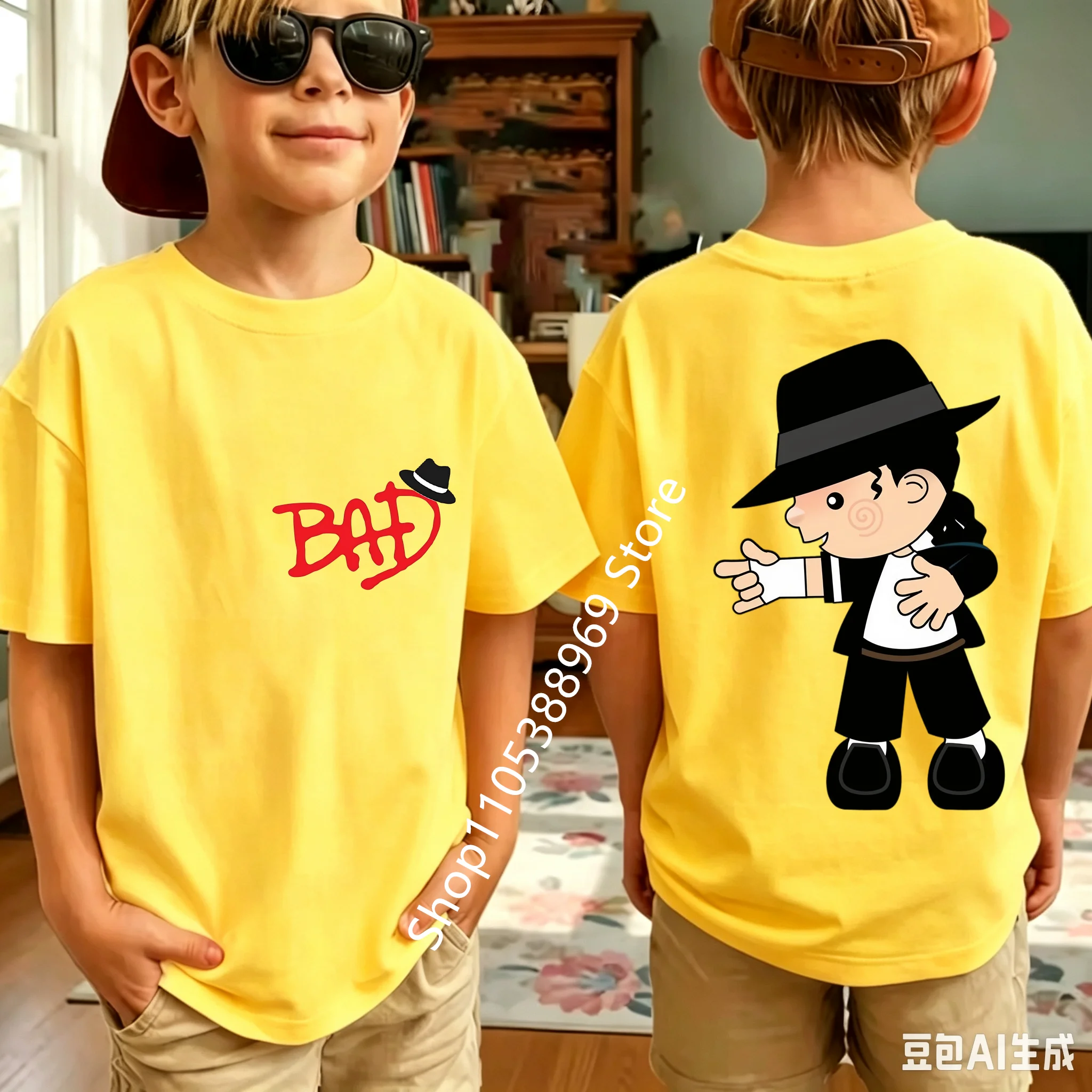 2026 Neues King of Pop Michael Jackson Kinder-T-Shirt, Cartoon-Baumwoll-Oberteile, MJ-T-Shirts für Jungen und Mädchen, Geburtstagsgeschenk – Detail 16