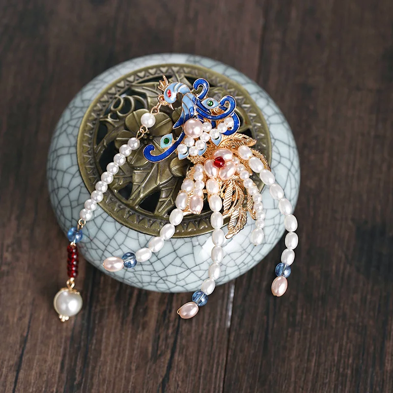 Vintage Hanfu Hairpin With Faux Pearl Tassel Alloy Chinese Style Buyao Hair Clip For Women Classic Photography Stage Performance