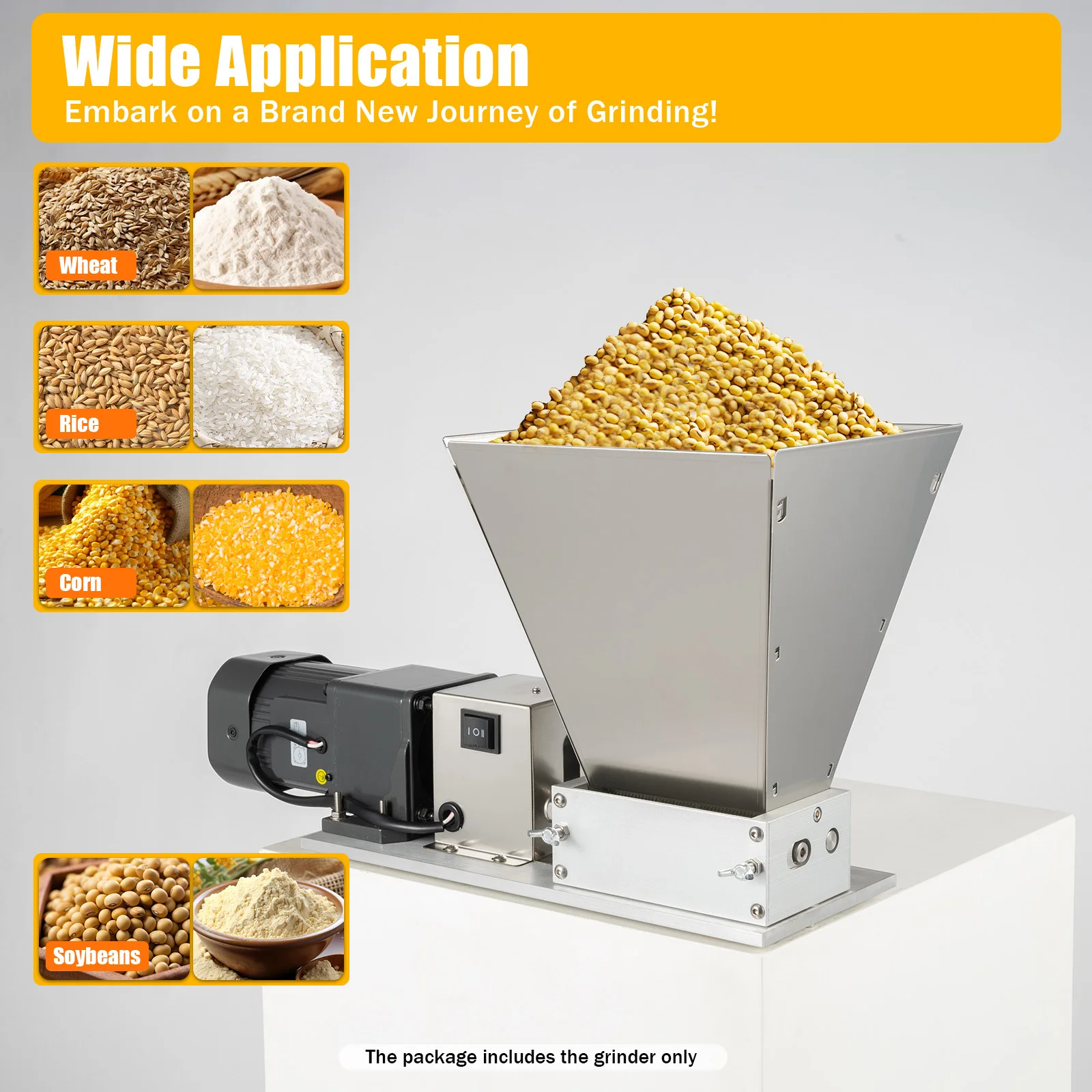 Electric Stainless Steel Grain Grinder 60W Pure Copper Motor for Grinding Crops Crushing Feed