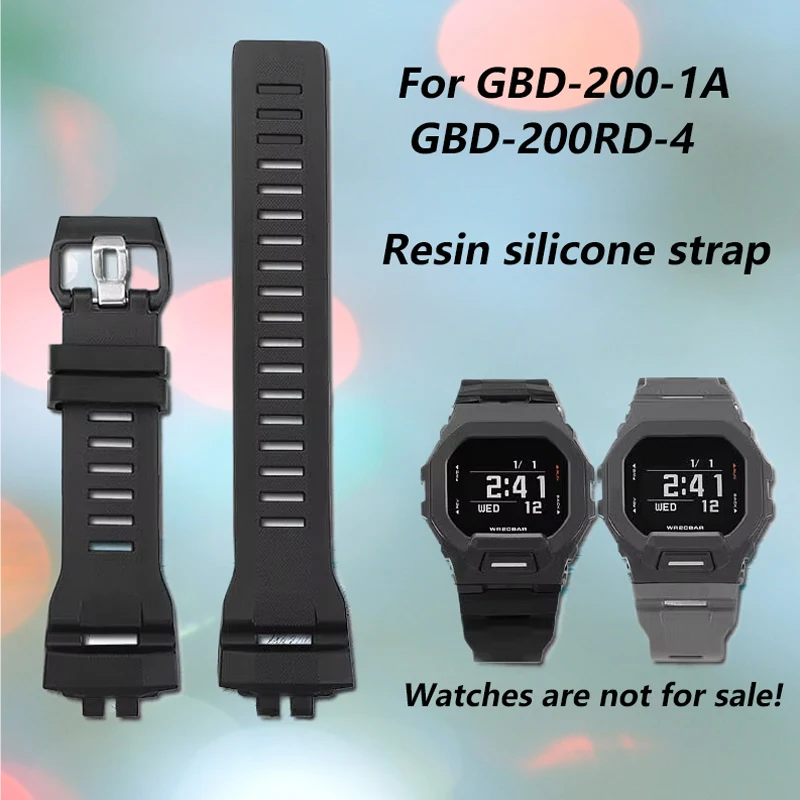

Для Casio G-SHOCK GBD-200-1A GBD-200RD-4 мягкий силиконовый ремешок для часов из смолы, мужской резиновый сменный браслет, черный/серый браслет