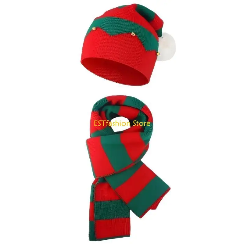 Y5GC Christmas Party Hat Scarf Gloves Family Gathering Outfit Festival Props Knitwear