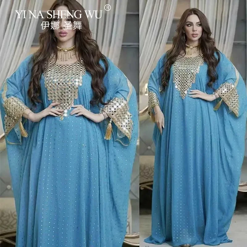 Moslim Gewaad Europese en Amerikaanse Grensoverschrijdende Moslim Lange Boerka Buikdans Dansvoorstelling Kostuum 2-delige Set Khalegy Gewaad