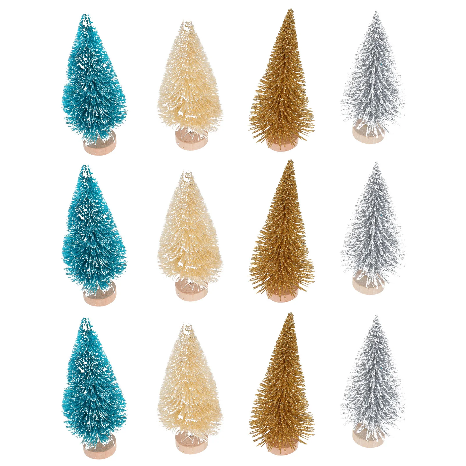 

12Pcs Mini Christmas Trees with Wood Bases Artificial Pine Decor for Home Office Fireplace Mantel Tabletop Xmas Holiday