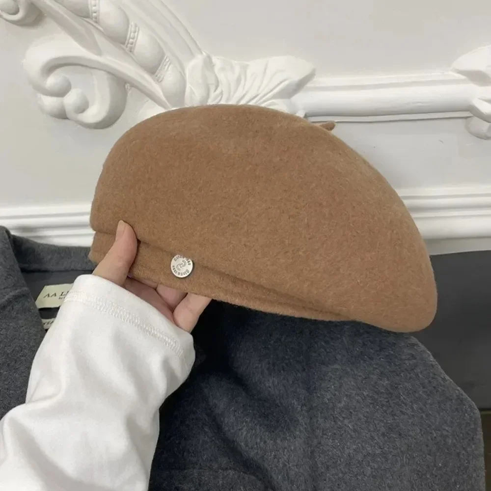 

Winter Wool French Beret for Women, Elegant Thermal Artist Hat with Felt Lining Fashion Headwear Cold Weather Accessories
