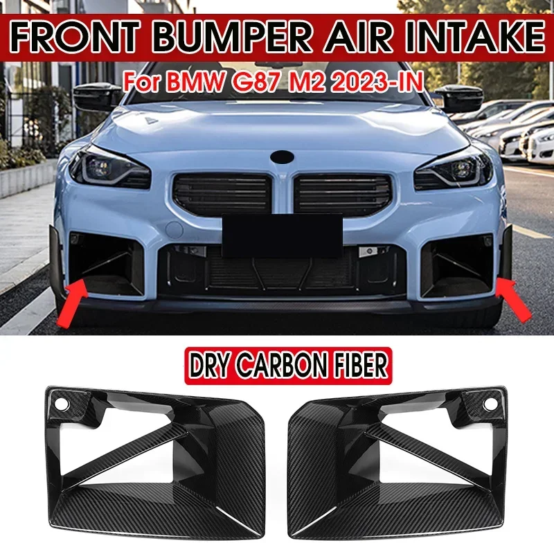 

Real Dry Carbon Fiber Front Bumper Air Vent Cover Trims Cover For BMW M2 G87 2023-IN MP Style Fog lamp Mesh Grill Body Kits