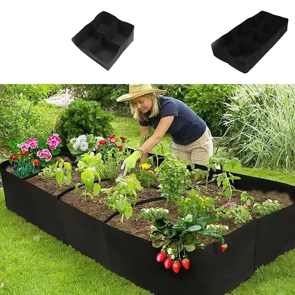 4/8 Grids Garden Planting Bag Multi-gird Felt Growing Bag Rectangle Planting Nursery Pot Vegetable Tomato Potato Planting Contai