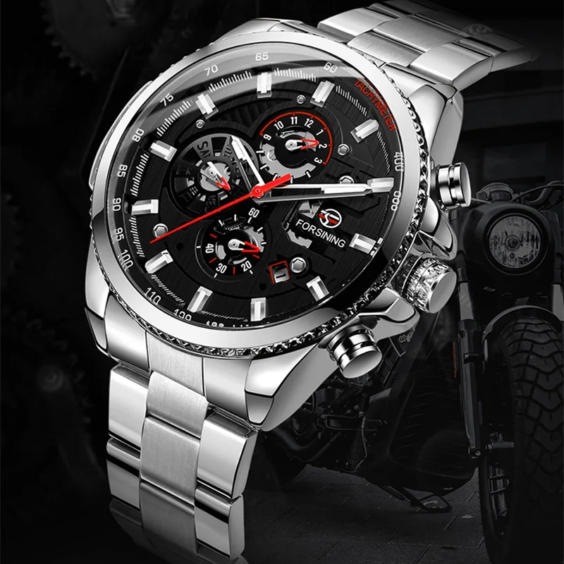 2024 Sport Waterproof Big Dial Mechanical Watches Luxury Stainless Steel Watch For Men Multifunctional Automatic Date Wristwatch