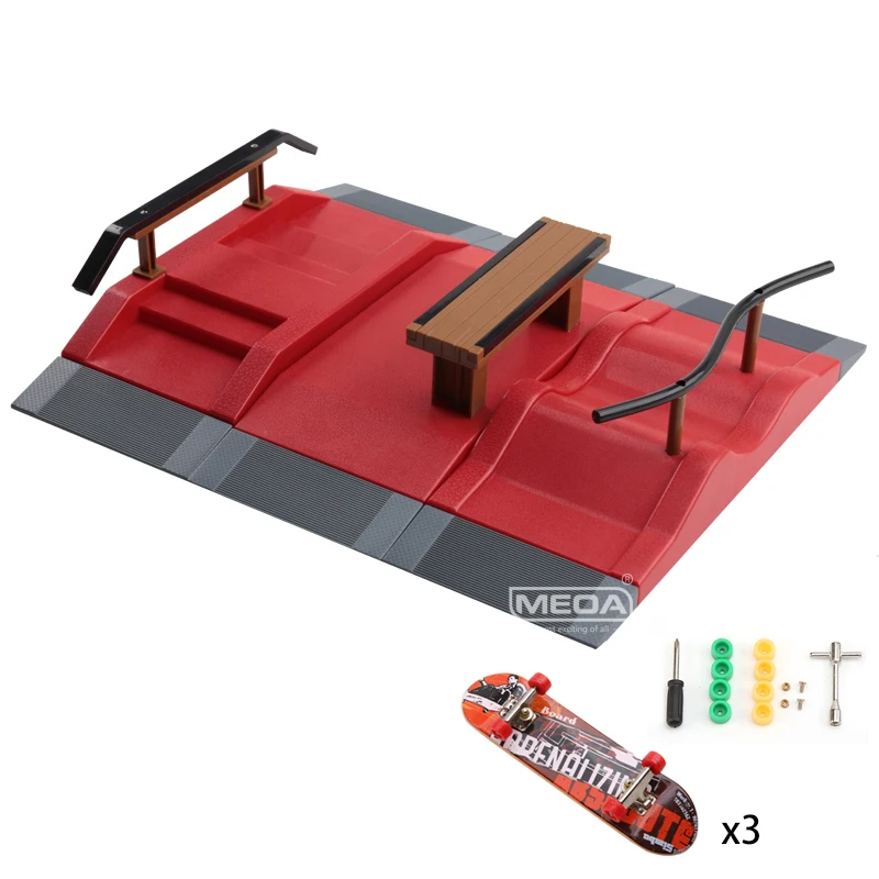 Finger Skateboards Bikes 9 In 1 DIY Skate Park Ramp Parts Set for Tech Deck Mini Skate Park Scene Indoor Home Toys Gifts