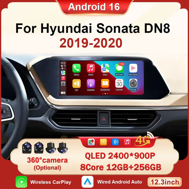 For Hyundai Sonata DN8 2019-2020 Android 16 Carplay WIFI Auto GPS BT Navigation Stereo Wireless Multimedia Car Head Unit Player