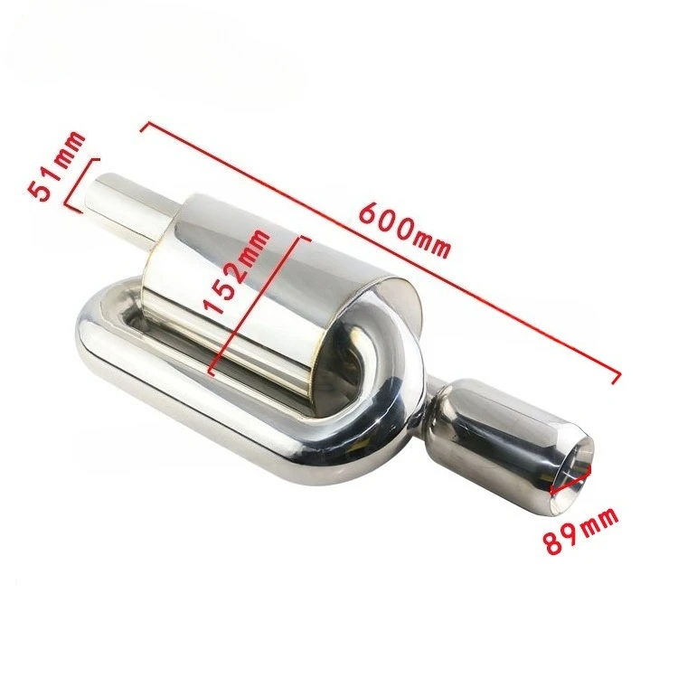 Universal Car Stainless Steel Exhaust Muffler S-FLOW Mugen Integra CTR Type with Exhaust Tip 2'' 2.5'' Inlet Deep Sound Downpipe
