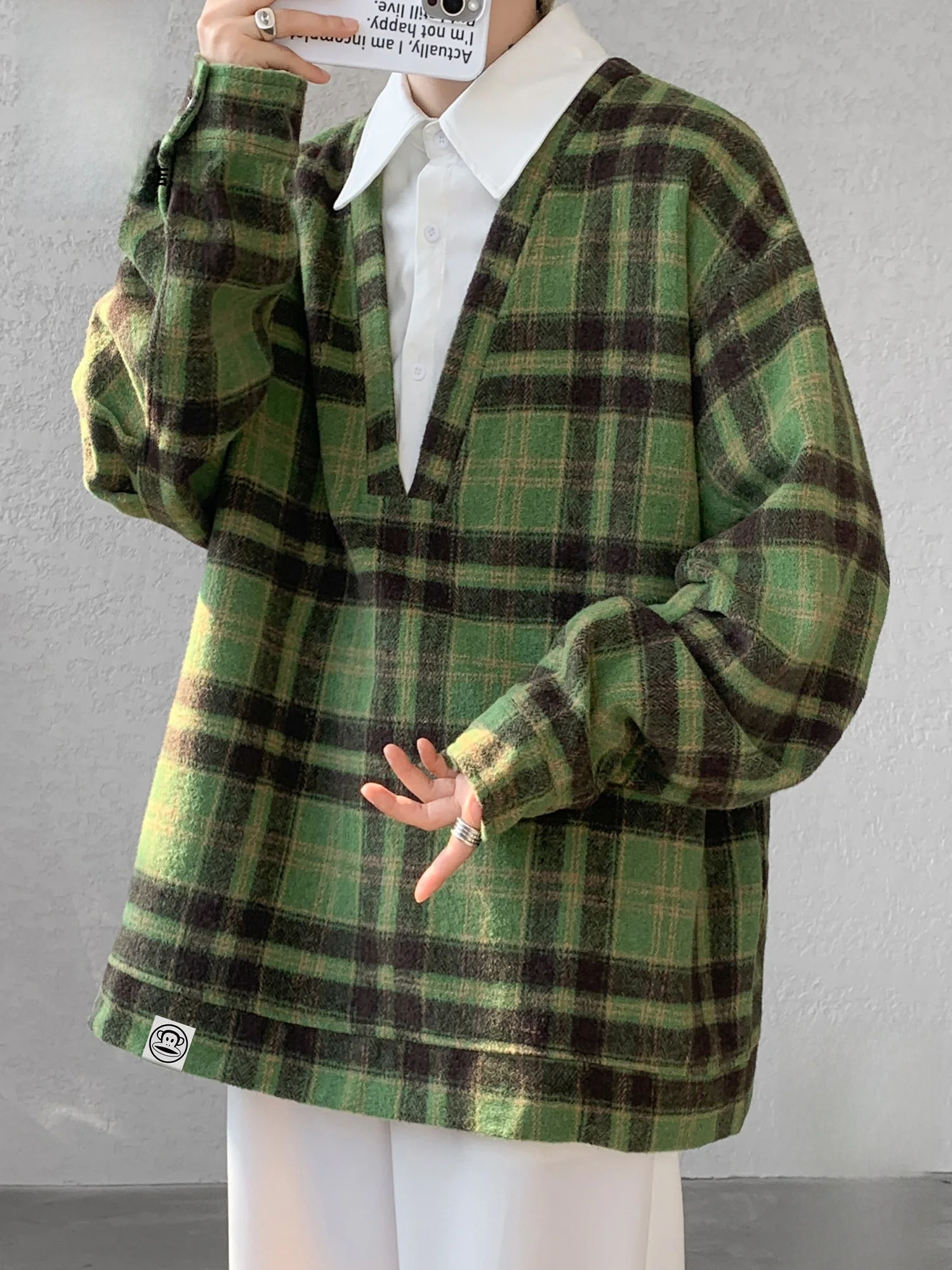 

PaulFrank Retro Color Blo Collar Sweatirt Men's Loose Casual Plaid Top Spring 2026 Youth ular Polyester Fiber Long Sve