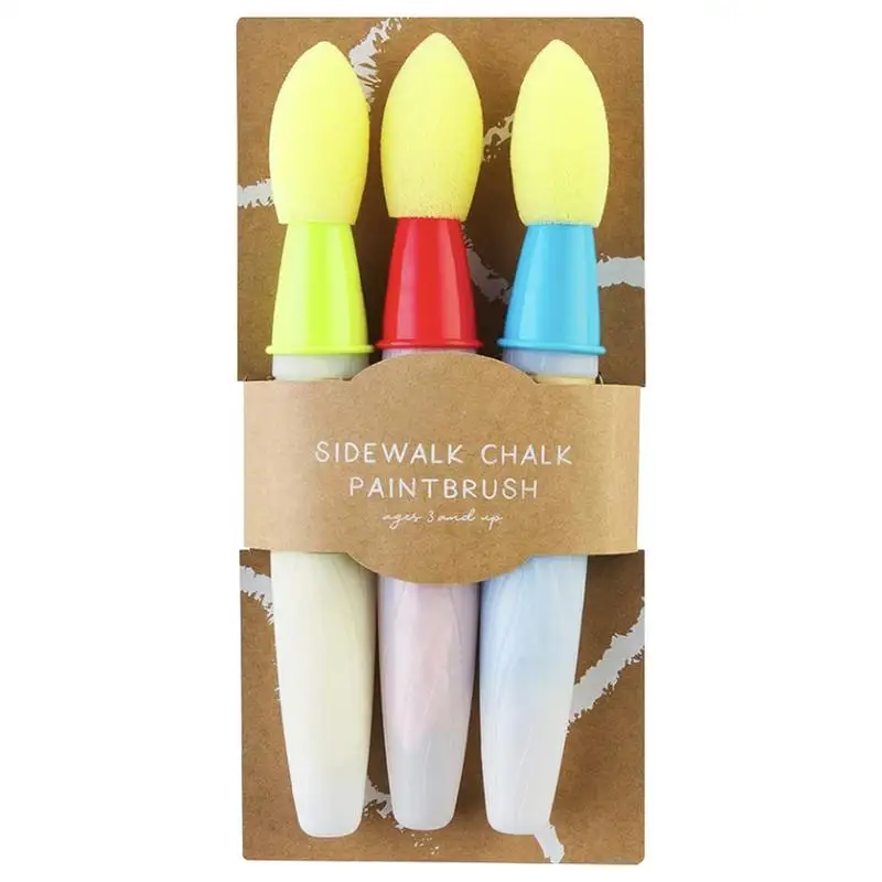 

3pcs Sidewalk Chalk Paint Brush Set Washable Soft with Foam Brush Head Kid Toys Kids Painting Brush Set Drawing Art Stationary