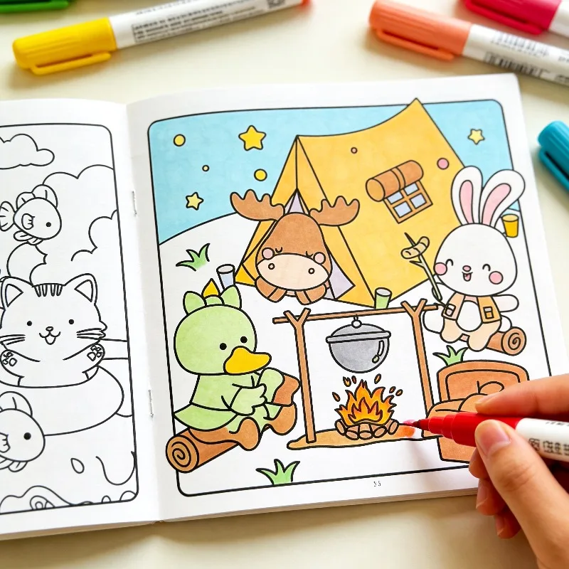 Animal Themed Coloring Book 24 Vivid Animal Patterns DIY Coloring Practice Album Suitable for Teenagers Adults and Artists