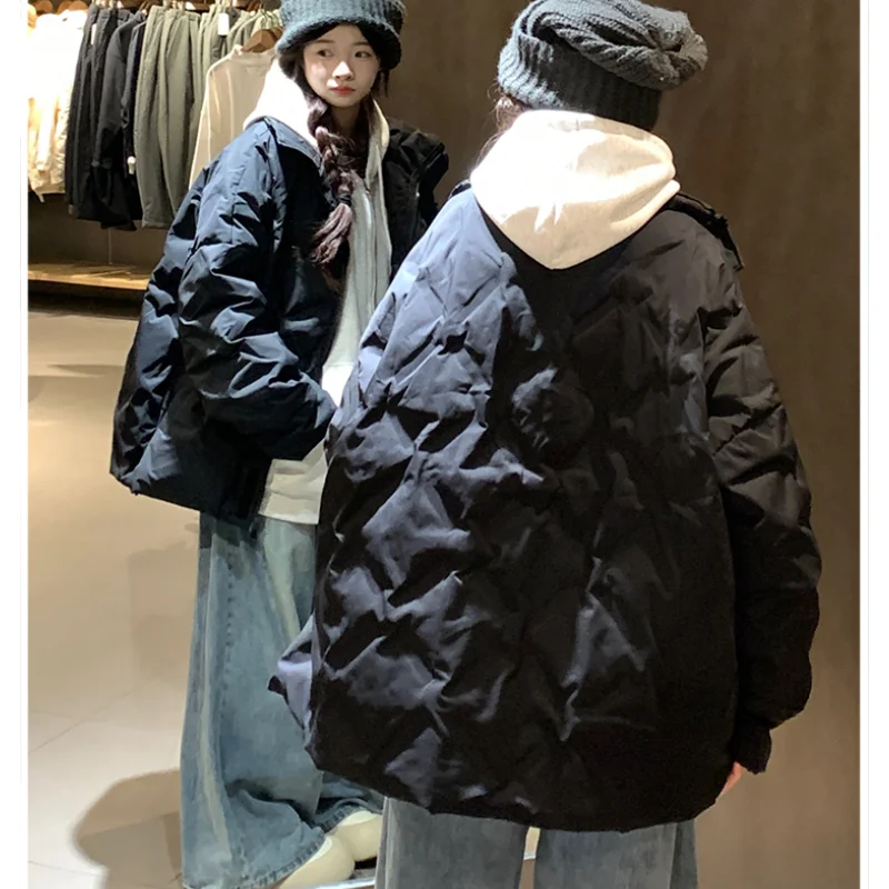 Black Down Jacket Women Coat White Fashion American Streetwear Y2K Style Duck Down Feather 2024 Female Winter Short Outwear