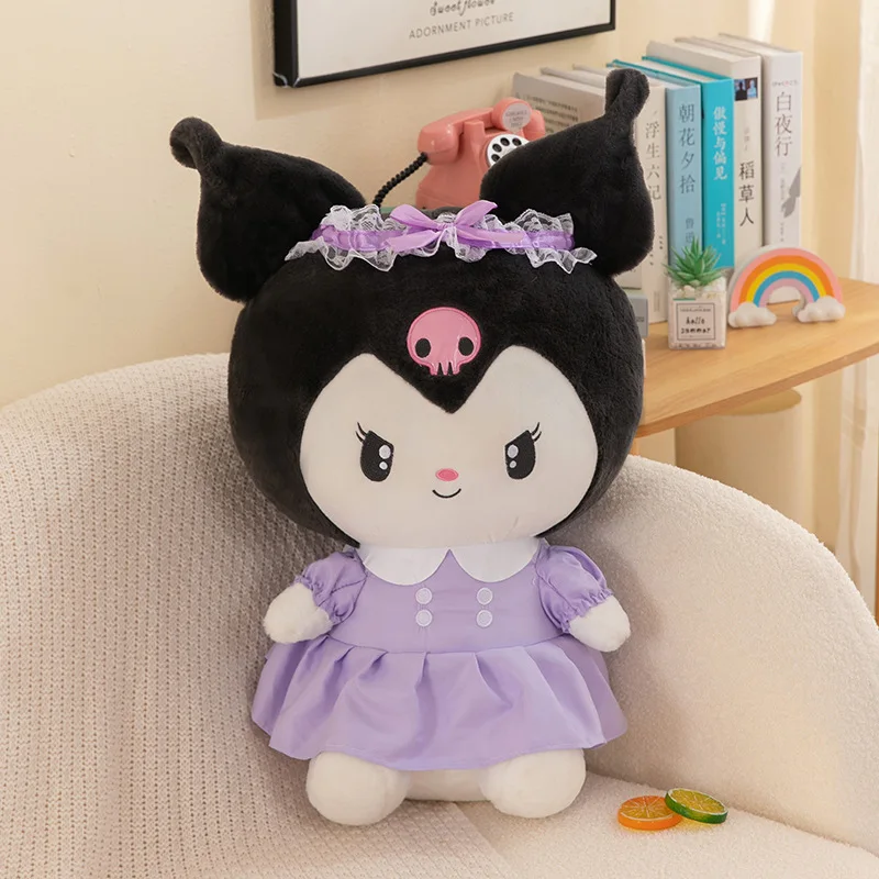 Sanurgente-Jupe en peluche Kuromi Butter pour enfants, nœud mignon, jouet d'oreiller pour fille, décoration de beurre, cadeau d'anniversaire