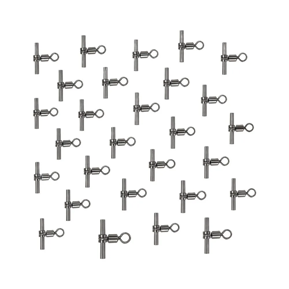 30pcs Brass 3 Way Swivel for Fishing For Cross Line T-Shape Sleeve Swivel Compatible with For Deep Drop Rig Setup