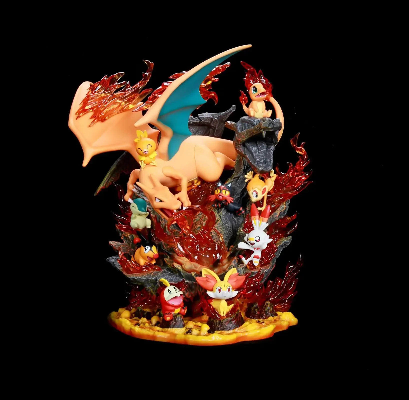 

Pokemon Fire Series Valley Charizard A Model That Can Emit Light Anime Figure Doll 32cm Pvc Decorative Gifts Collectible Toys