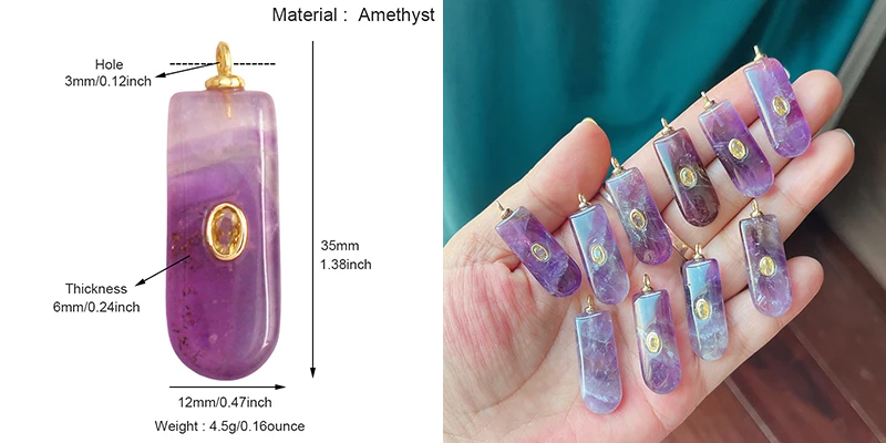 Jade Achat Amethyst Amazonit Wasser Gras Lapis Lazuli Charm Anhänger, 18K echt vergoldet Schmuck für Halskette Handwerk Herstellung S79 – Detail 27