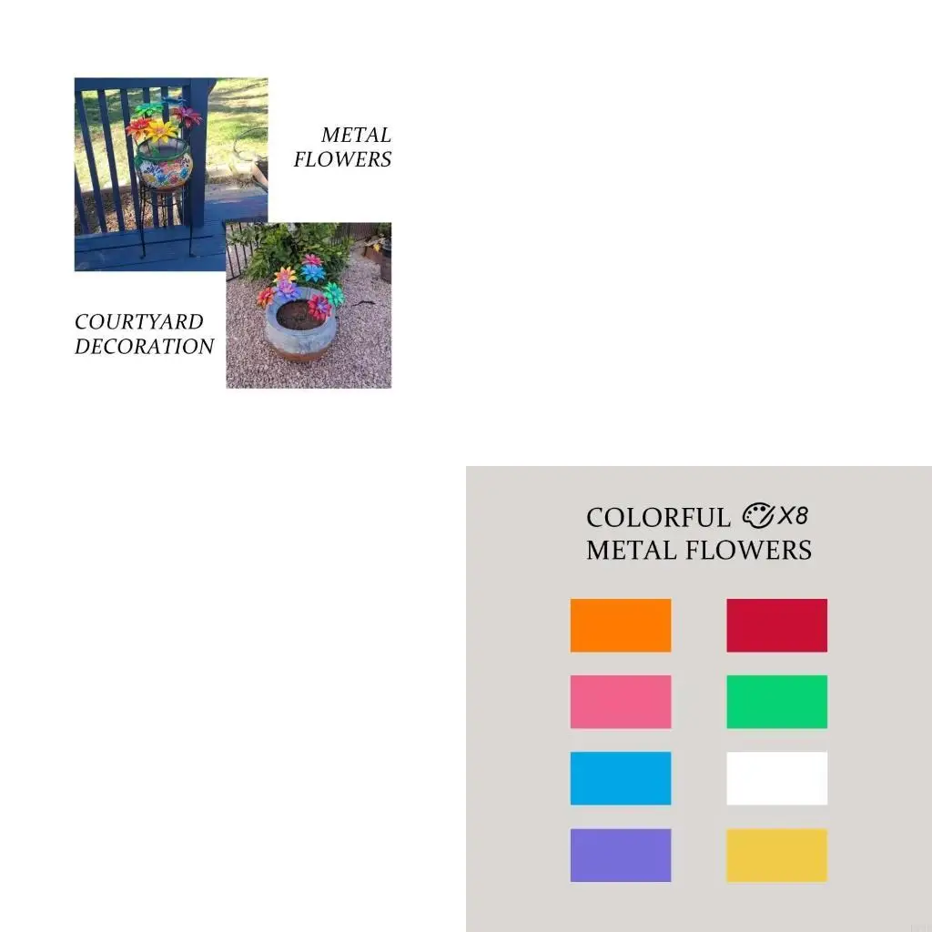 F19B Flowers Garden Stakes Decors Outdoor Rustproofs Metal Colorful Floral Yard Lawn Indoor and Outdoor Decorations