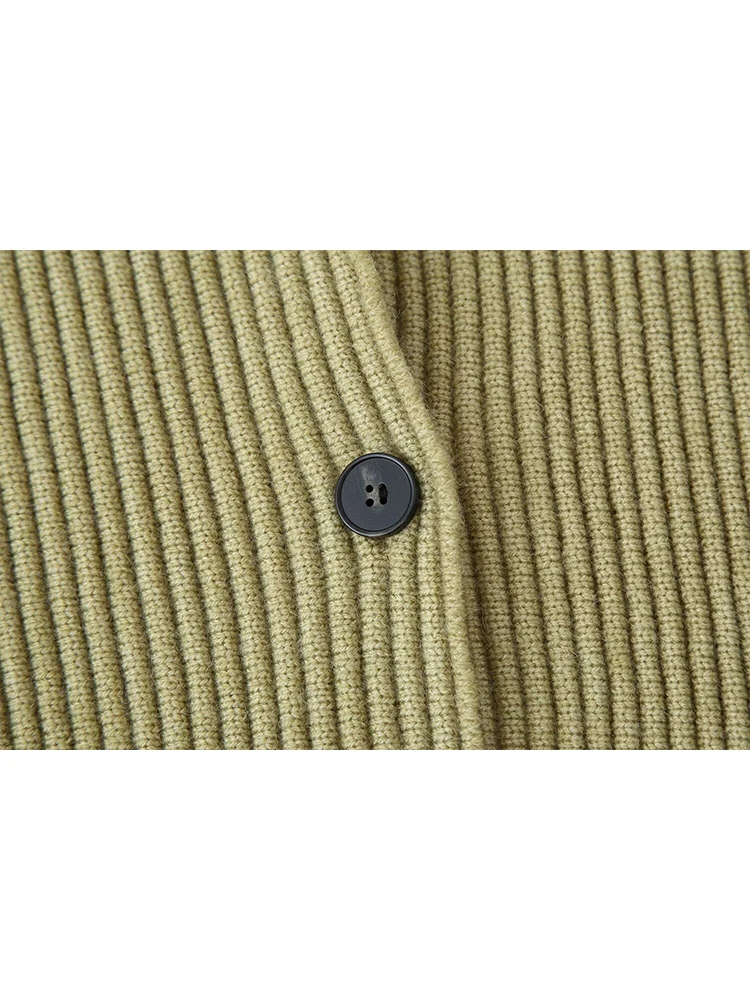 TFMLN المرأة سترة مشغولة من الصوف الصلبة الوقوف طوق كتاف واحدة الصدر الإناث سترة معطف فضفاض صالح عادية تريكو #6