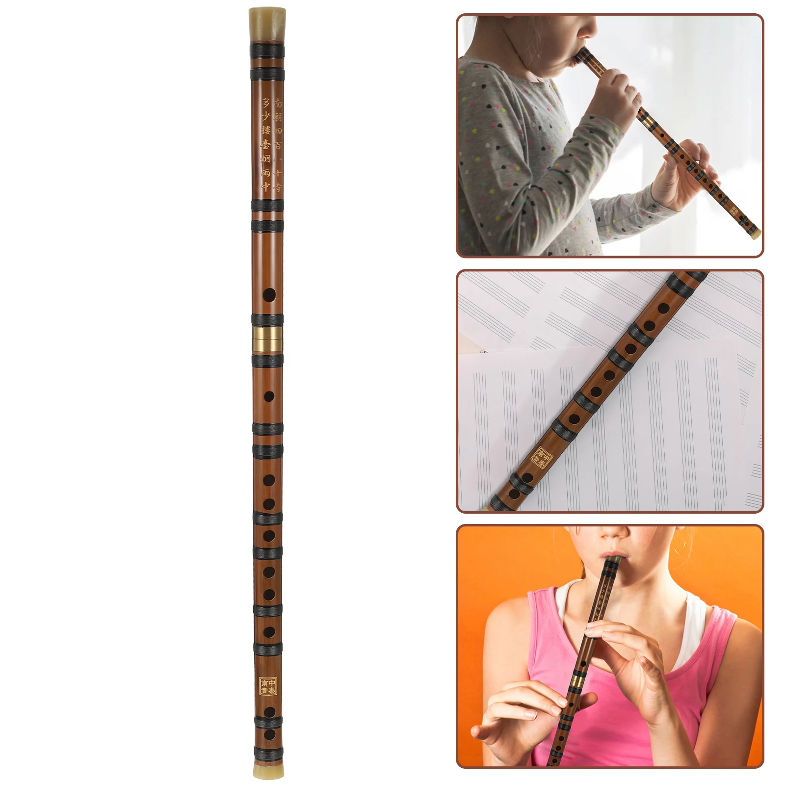 

Bamboo Flute Professional Instruments Copper Pipe Beginner for Practice Dizi Scratch-free