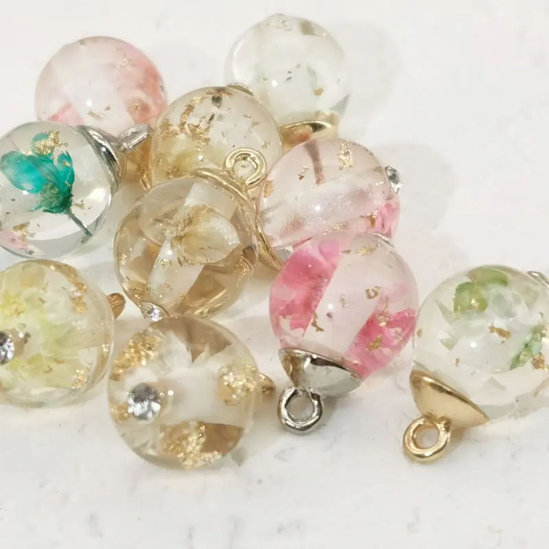 Imitation Jade getrocknete Blumen runde Perlen glasierte Knöpfe Kleidung Knöpfe Zubehör Näh materialien Harz Knöpfe Großhandel – Detail 3