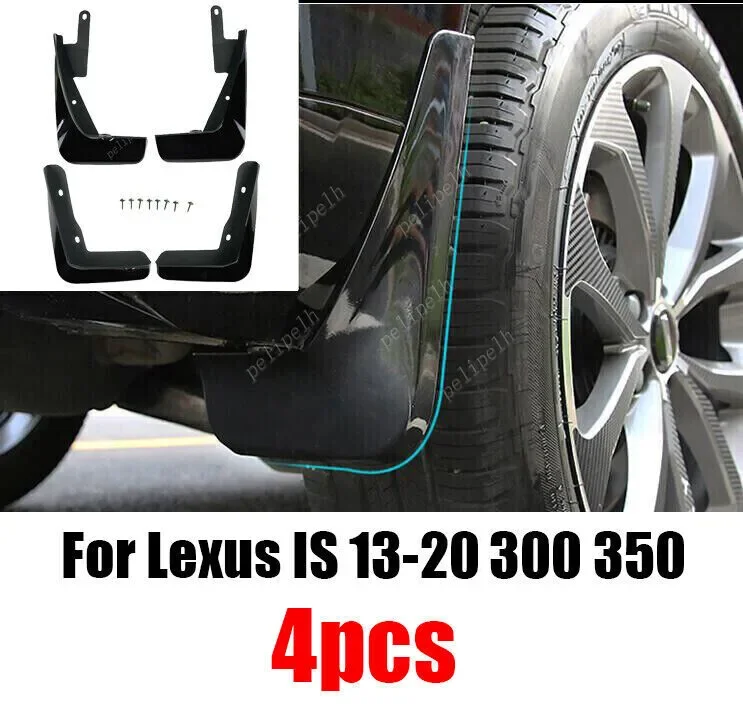 For Lexus IS 13-20 300 350 gloss black ABS Front Rear L&R Mud Flap Splash Guard
