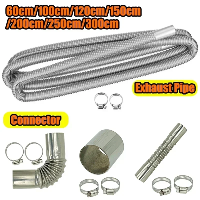 60cm 100cm 120cm 150cm 200cm 250cm 300cm Air Diesel Parking Heater Stainless Steel Exhaust Pipe Tube Gas Vent Hose Car Truck VAN view 3