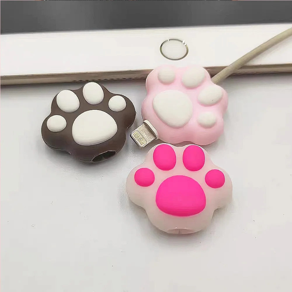 Imagem -05 - Kawaii Cat Paw Cabo Organizer Cartoon Usb Cord Saver Cover Linha Protector Carregador Material de Escritório Acessórios Presentes 1pc