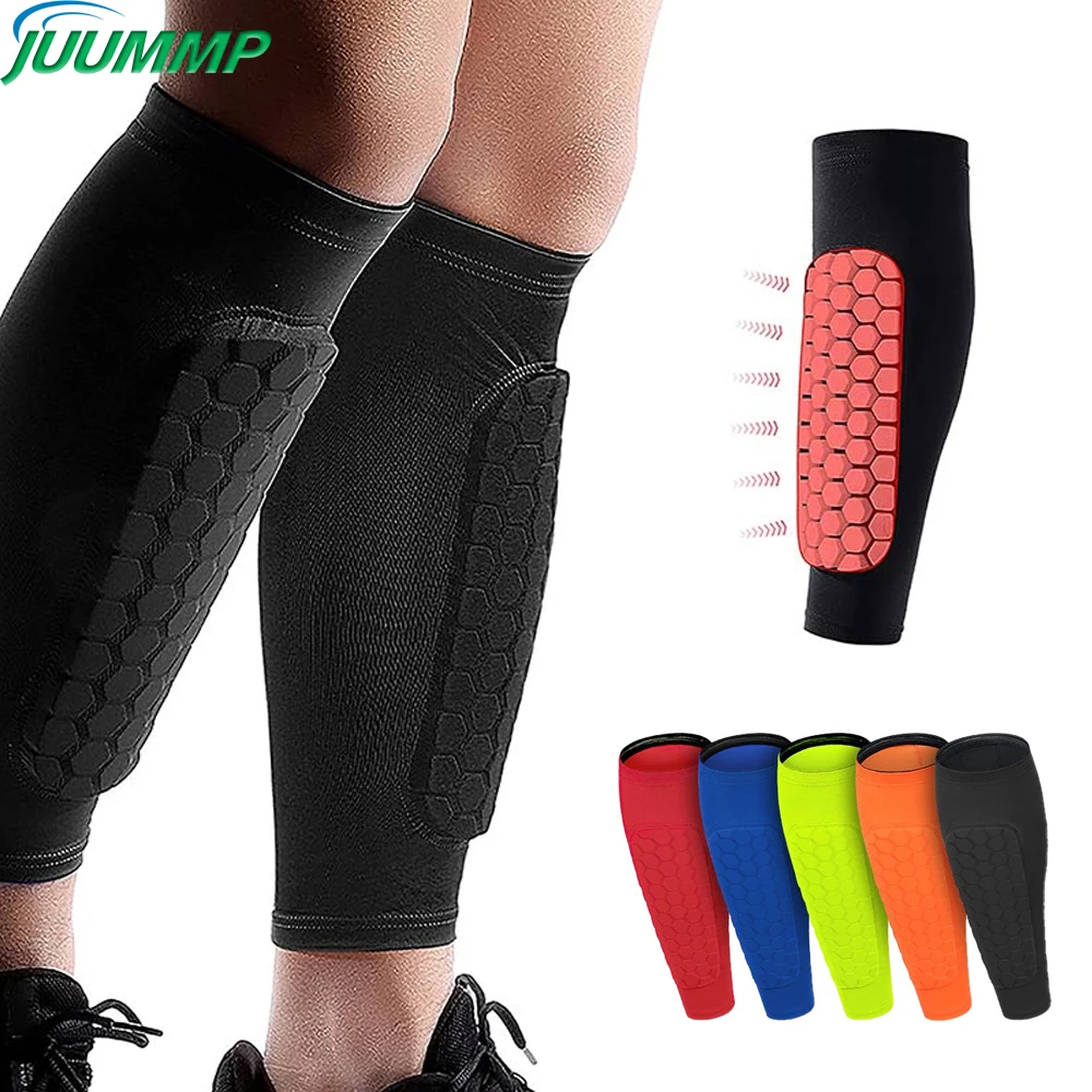 1Pcs Football Shin Guards Leg Sleeves Honeycomb Nylon Support Sock Shin Protector Soccer Gear Soccer Shields Sports Legging