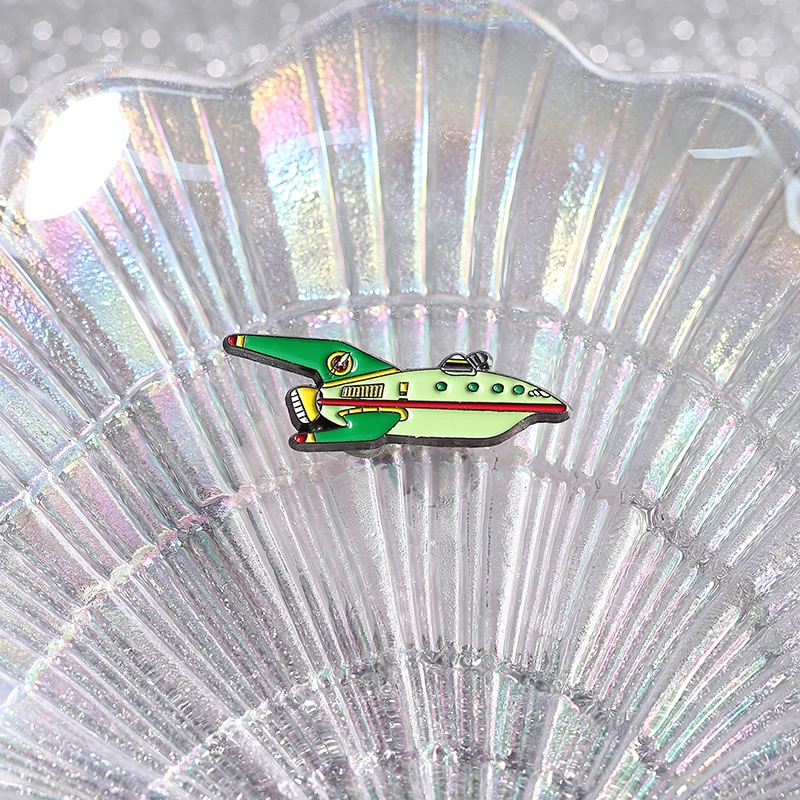 Cartoon Space Ship Enamel Pin Custom Cartoon TV Series Brooches Backpack Lapel Badges Classic Anime Jewelry Gift for Fans