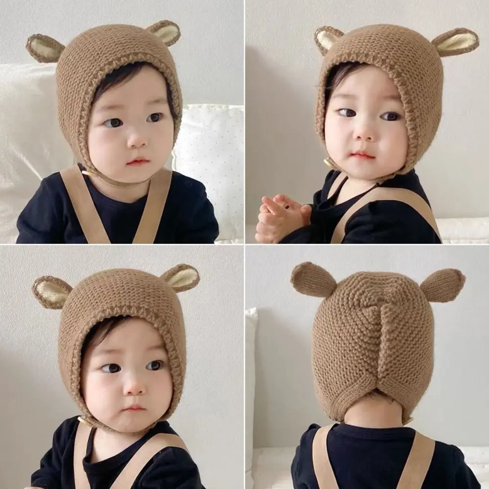 3 Months -2 Years Solid Color Baby Knitted Hat Rabbit Ears Soft Children Warm Cap Cute Cartoon Winter Hat for Newborn Toddler