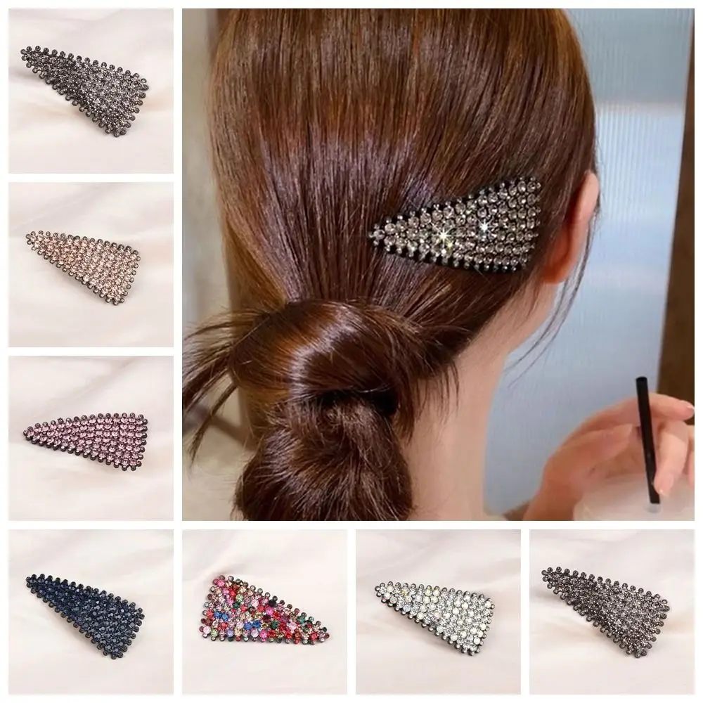 New Korean Super Shiny Triangle Rhinestone Hair Clips for Girls Women Fashion Sweet Cute Girl Hairpin BB Clip Hair Accessories