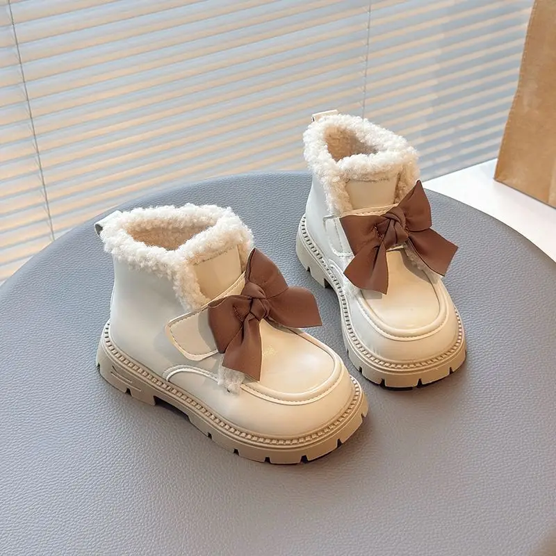 

Зимние сапоги для девочек, утепленные утепленные короткие сапоги принцессы на флисовой подкладке для детей, теплые зимние сапоги, детская зимняя обувь