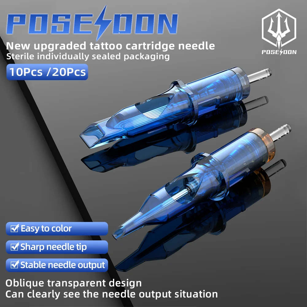 POSEIDON RS RL RM M1 Tattoo Cartridge Needles with Membrane Safety Cartridges Disposable Tattoo Needle for Tattoo Artists