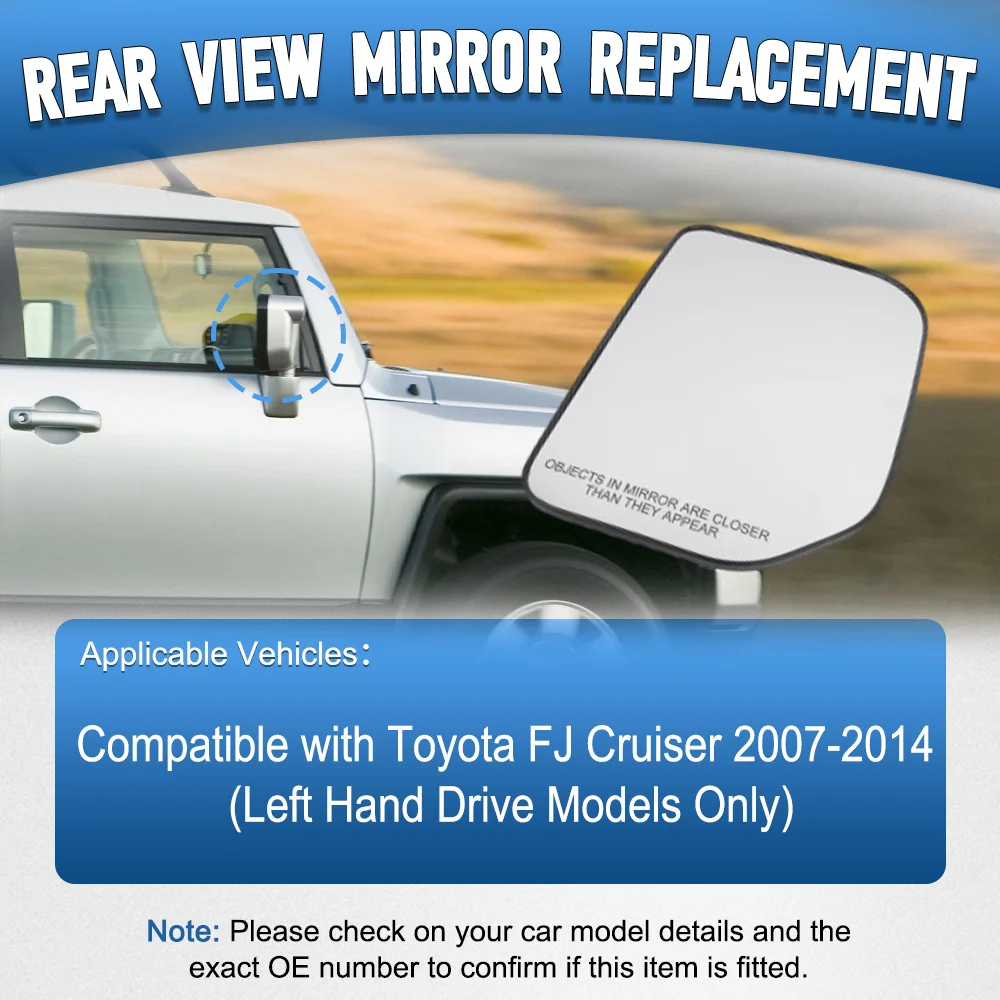

Car Rearview Heated Clear Side Mirror Glass Convex for Toyota FJ Cruiser 2007-2014 8796135870 8793135A00