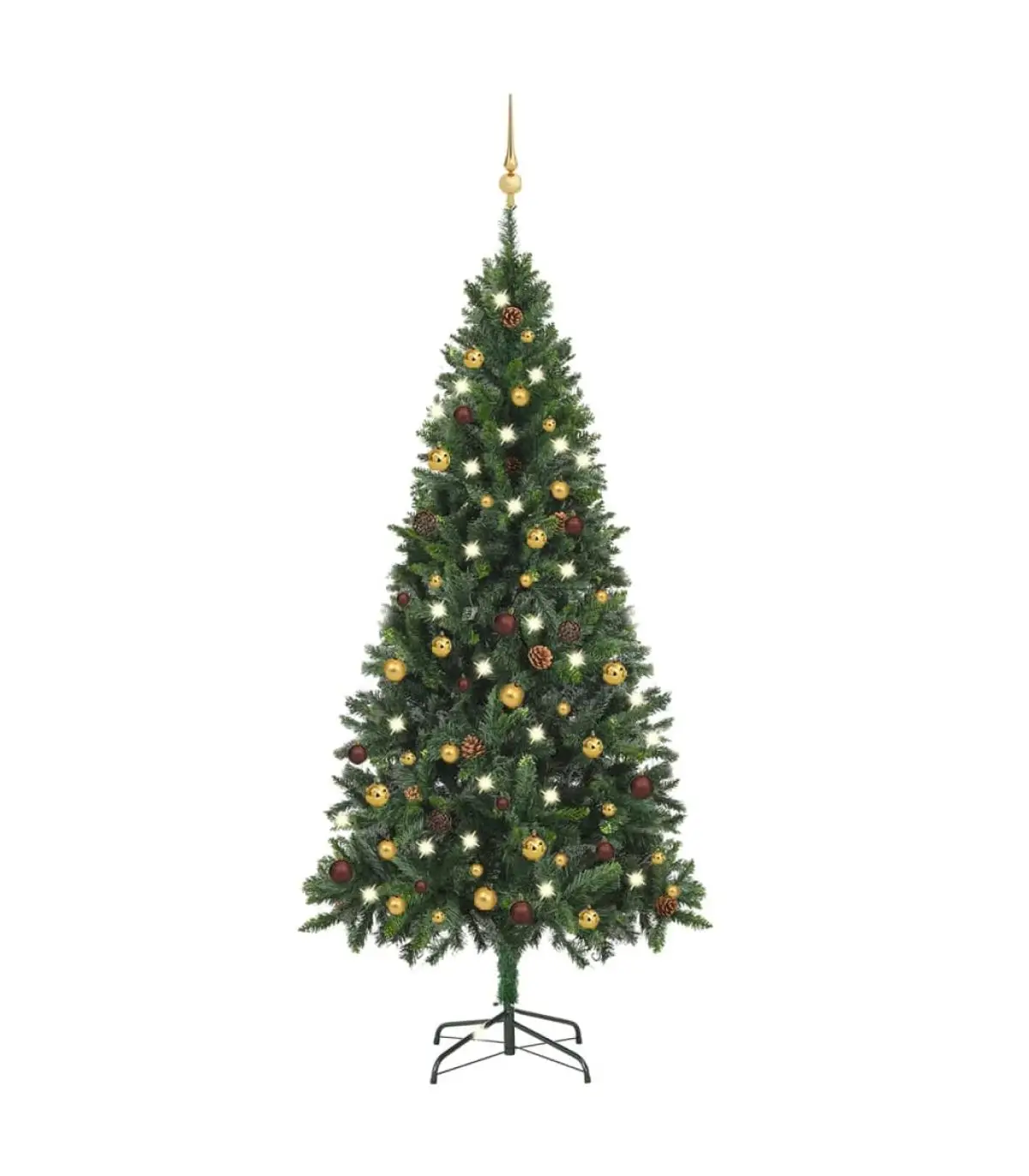 Christmas trees half artificial Christmas tree with LEDs and balls green 180 cm