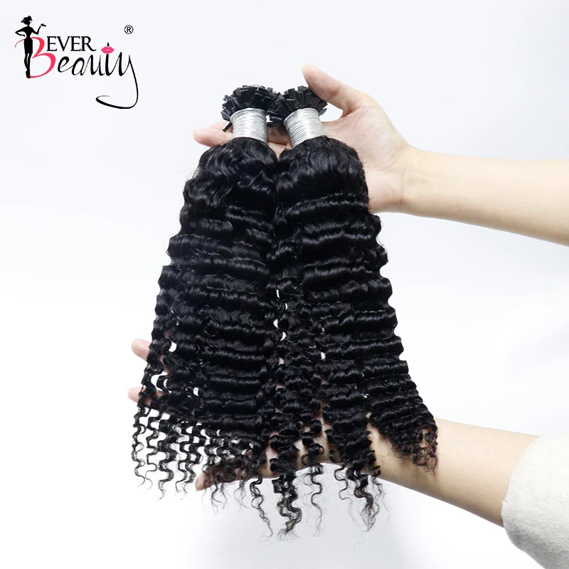 

3B3C Kinky Curly Fusion K Tip Hair Extension Human Hair Keratin Flat Tip Hair Extensions Bundles Microlinks Black Women