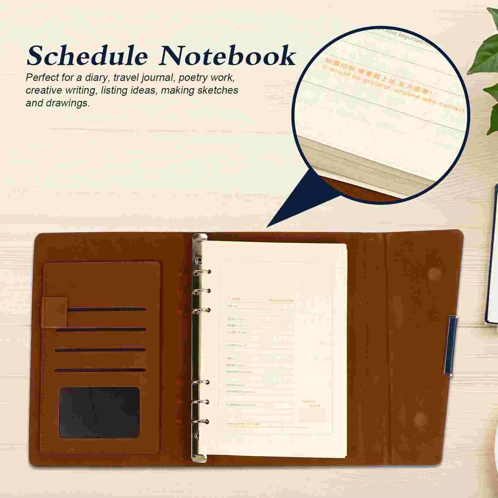 Business Notebook Student Notepad Multipurpose Writing Schedule Handbook Brown Agenda Travel