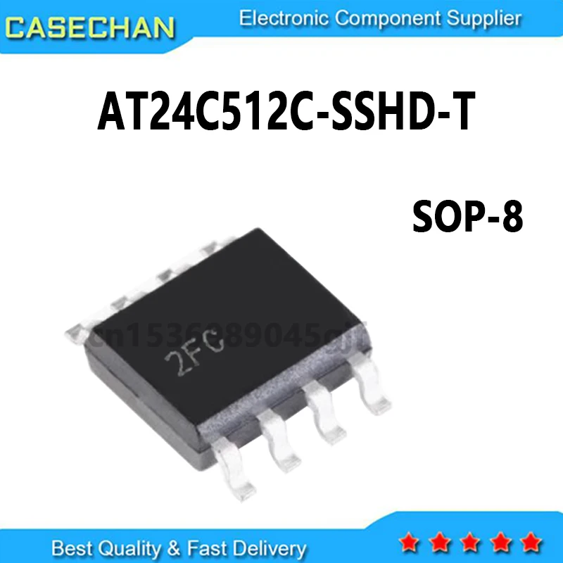 10PCS New and Original 2FC AT24C512 AT24C512C-SSHD-T  SOP-8