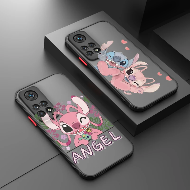 

Stitch Lilo Cartoon For Xiaomi Redmi Note 12 Turbo Speed 11 10 9 Pro Plus Max 4G 5G Frosted Translucent Hard Phone Case Cover