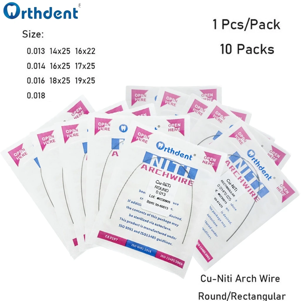 10 Packs Dental Copper Nickel Titanium Arch Wires Orthodontic Cu-Niti Archwire Round/Rectangular Damon Form Dentistry Materials